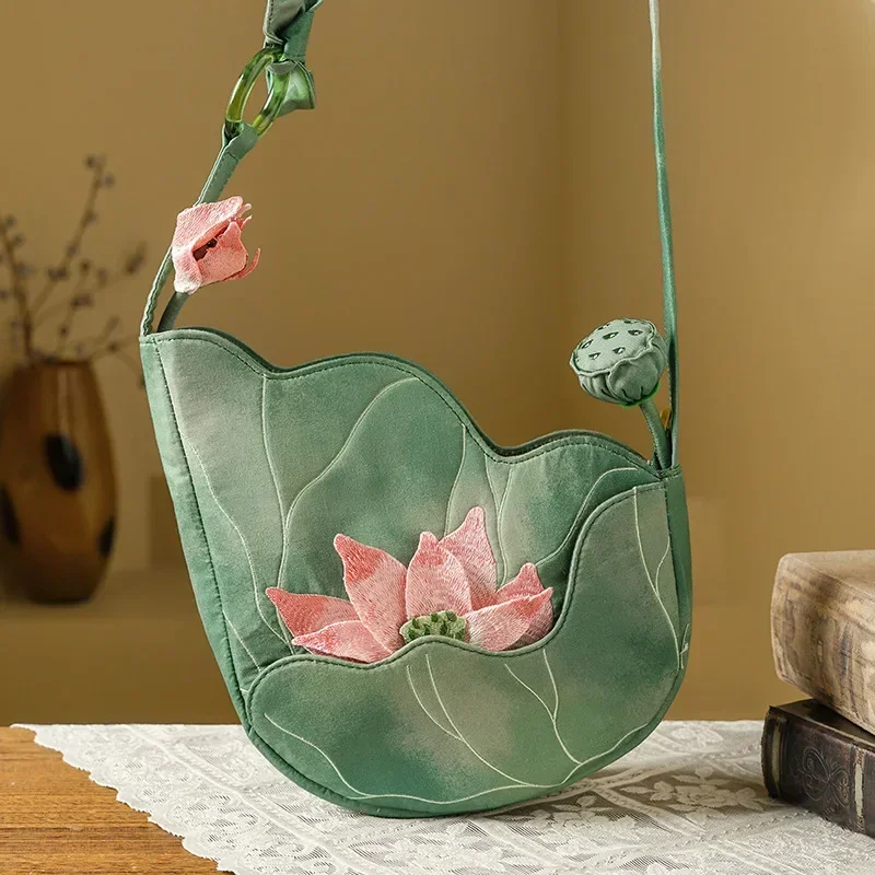 Women'S Bags New Collection - Elegant Chinese Style Lotus Leaf Floral