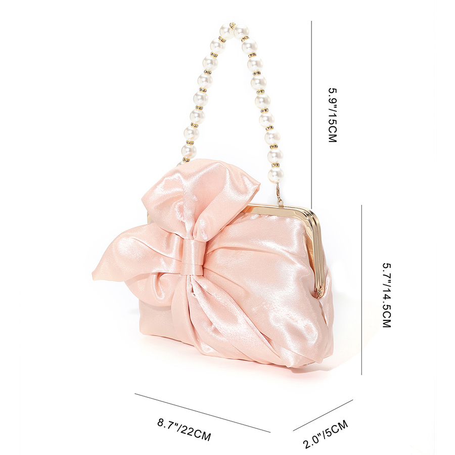 White Satin Big Bow Evening Ba - Evening Bag Beaded ulasan dan harga
