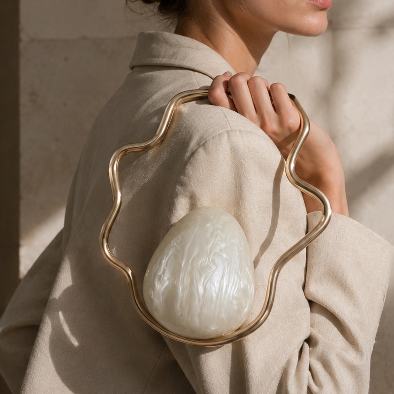 Women mini Acrylic Egg Bag Cut - Evening Bag Beaded ulasan dan harga