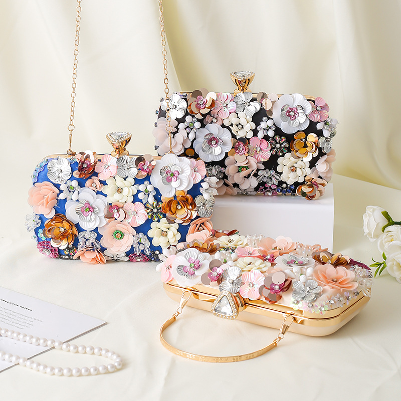 Floral Evening Dinner Handbag  - Evening Bag Beaded ulasan dan harga
