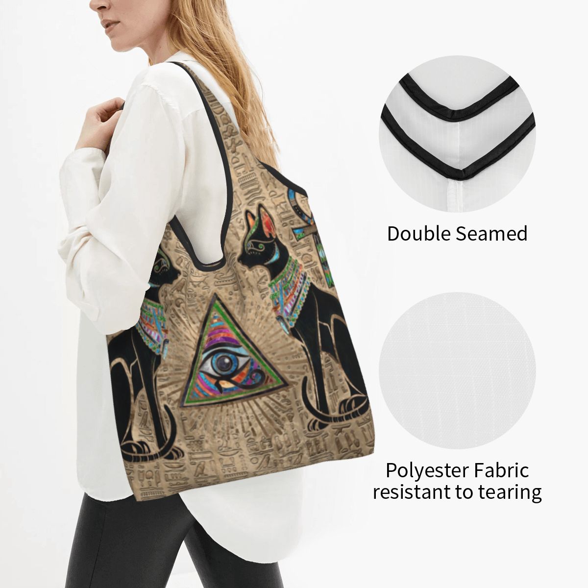 Custom Reusable Egyptian Cats  - Women Bags Egypt ulasan dan harga
